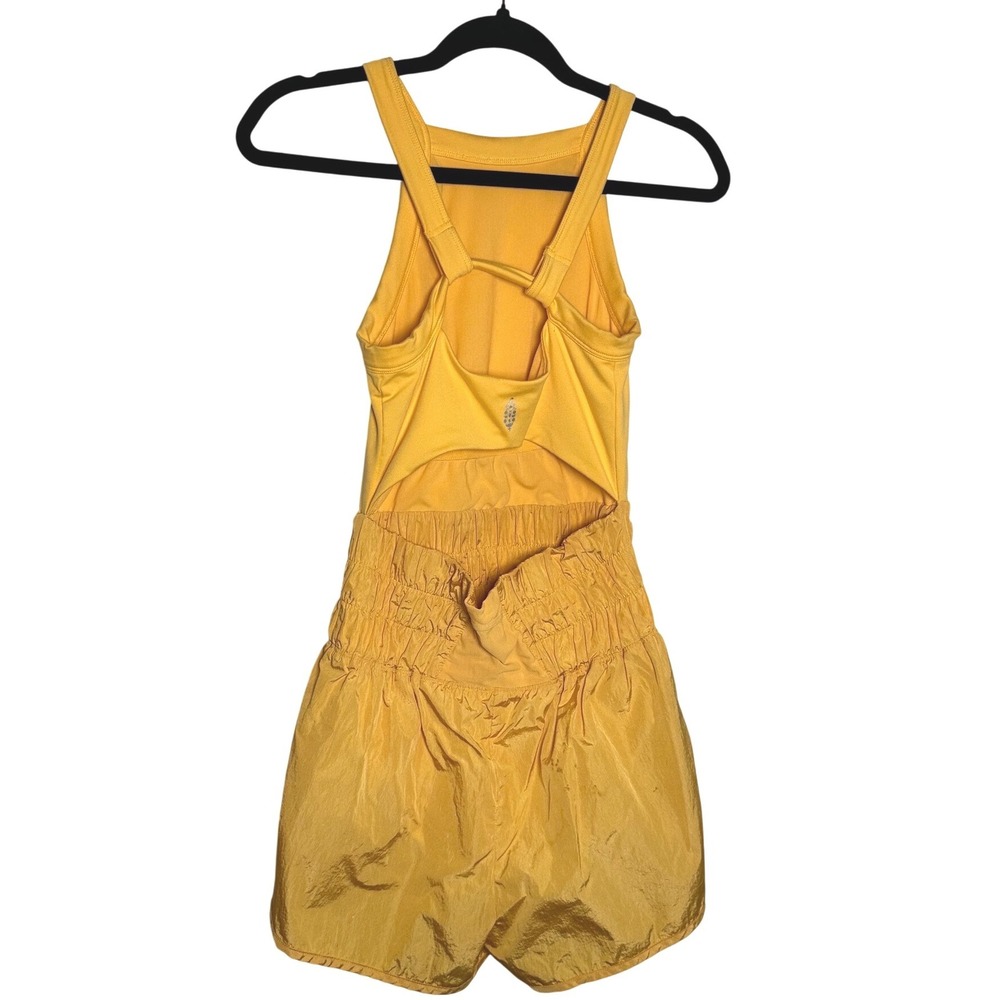 Free People FP Movement Way Hime Runsie Romper Yellow S flawed - Picture 2 of 9
